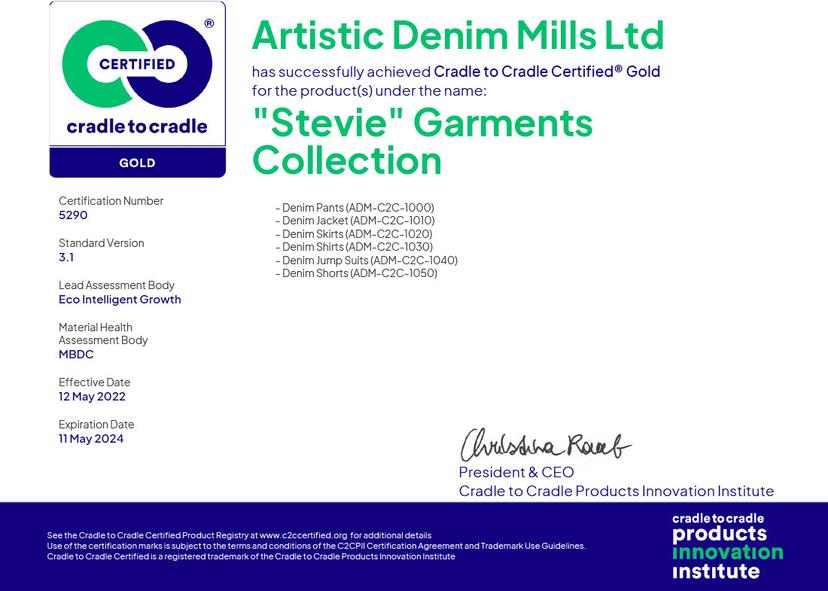 Cradle2Cradle Gold certified denim garments — ADM