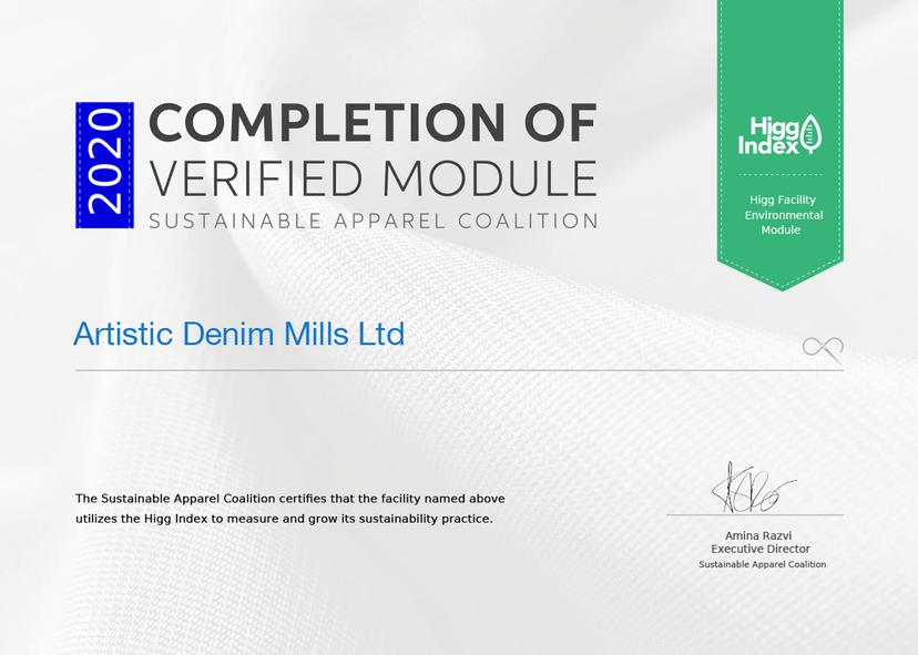 Higg Index FEM verified denim facility — ADM